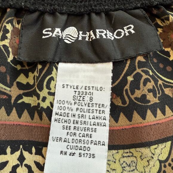 Vintage Sag Harbor Floral Geometric Pattern Wrap Scarf Midi Skirt - Picture 5 of 5